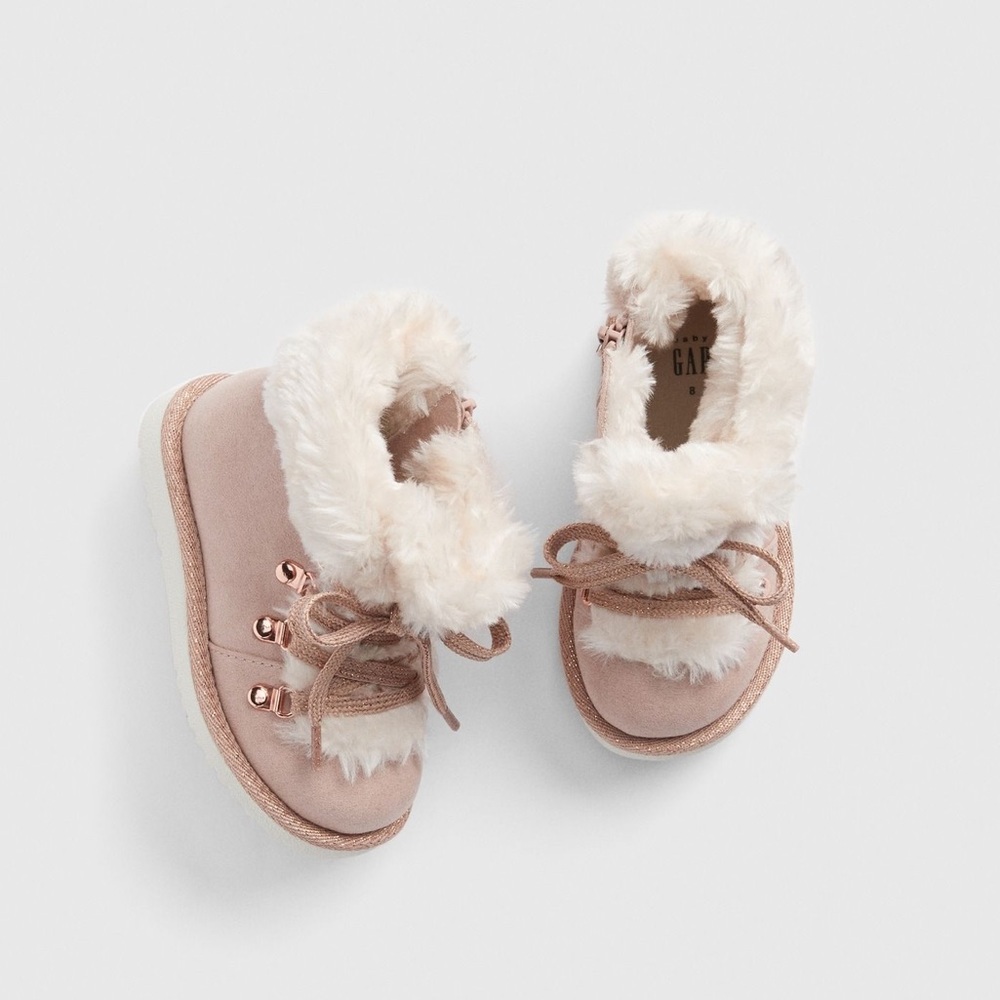 Gap Rose Gold Faux Fur Boots